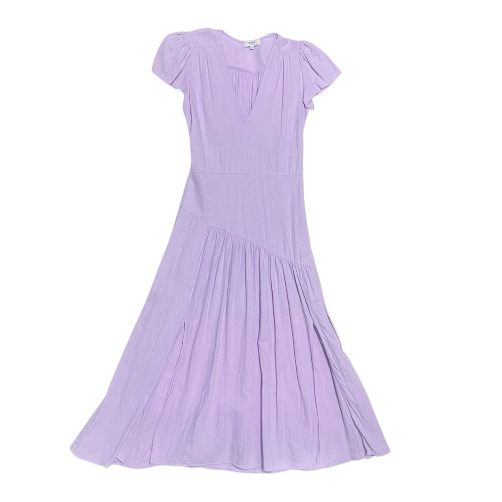 Formula Joven Lavender Linen Midi Dress Size 36/XS Feminine Fit And Flare Summer
